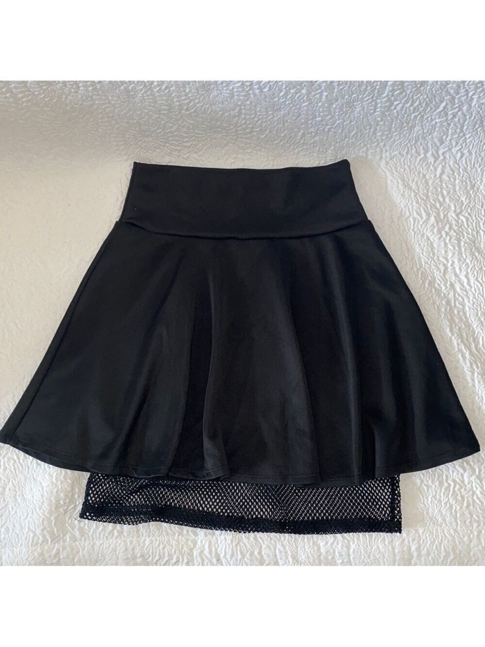 RAINBOW Nylon Overlay Netted Mini Skirt